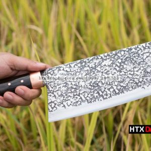 Dao chặt gà sắc bén -Thép nhíp ô tô - Cán mun khâu đồng - N09TMDD / HTX DAO PHÚC SEN