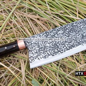 Dao chặt gà sắc bén -Thép nhíp ô tô - Cán mun khâu đồng - N09TMDD / HTX DAO PHÚC SEN - Ảnh 2