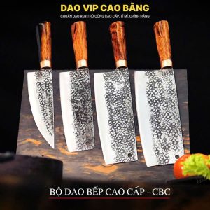 Bộ dao bếp cao cấp - Thép nhíp ô tô - Cán cẩm khâu đồng - CBC DAO VIP CAO BẰNG