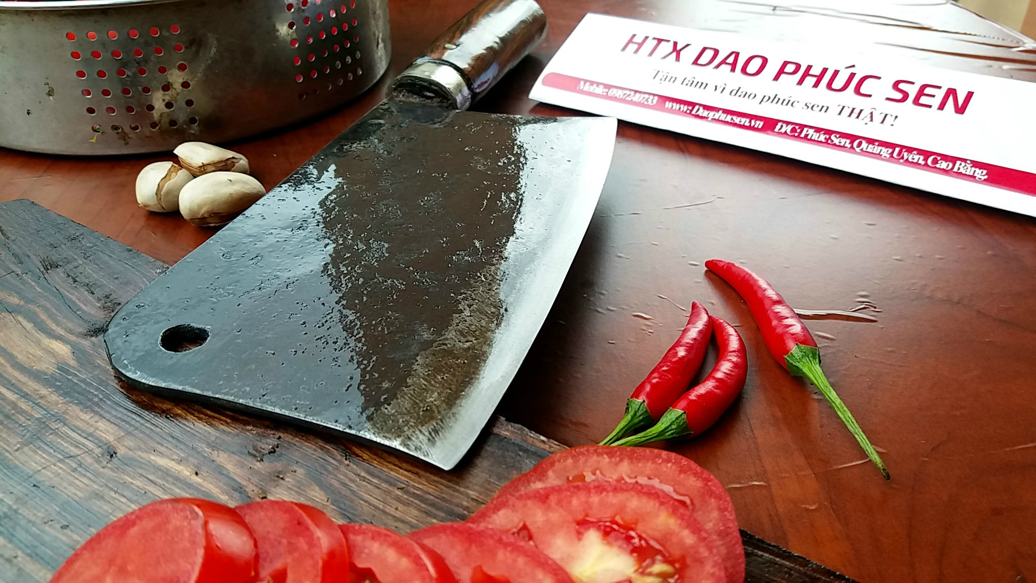 Dao chặt gà sắc bén - Thép nhíp ô tô - Cán cẩm khâu inox - N09 / HTX DAO PHÚC SEN - Ảnh 2