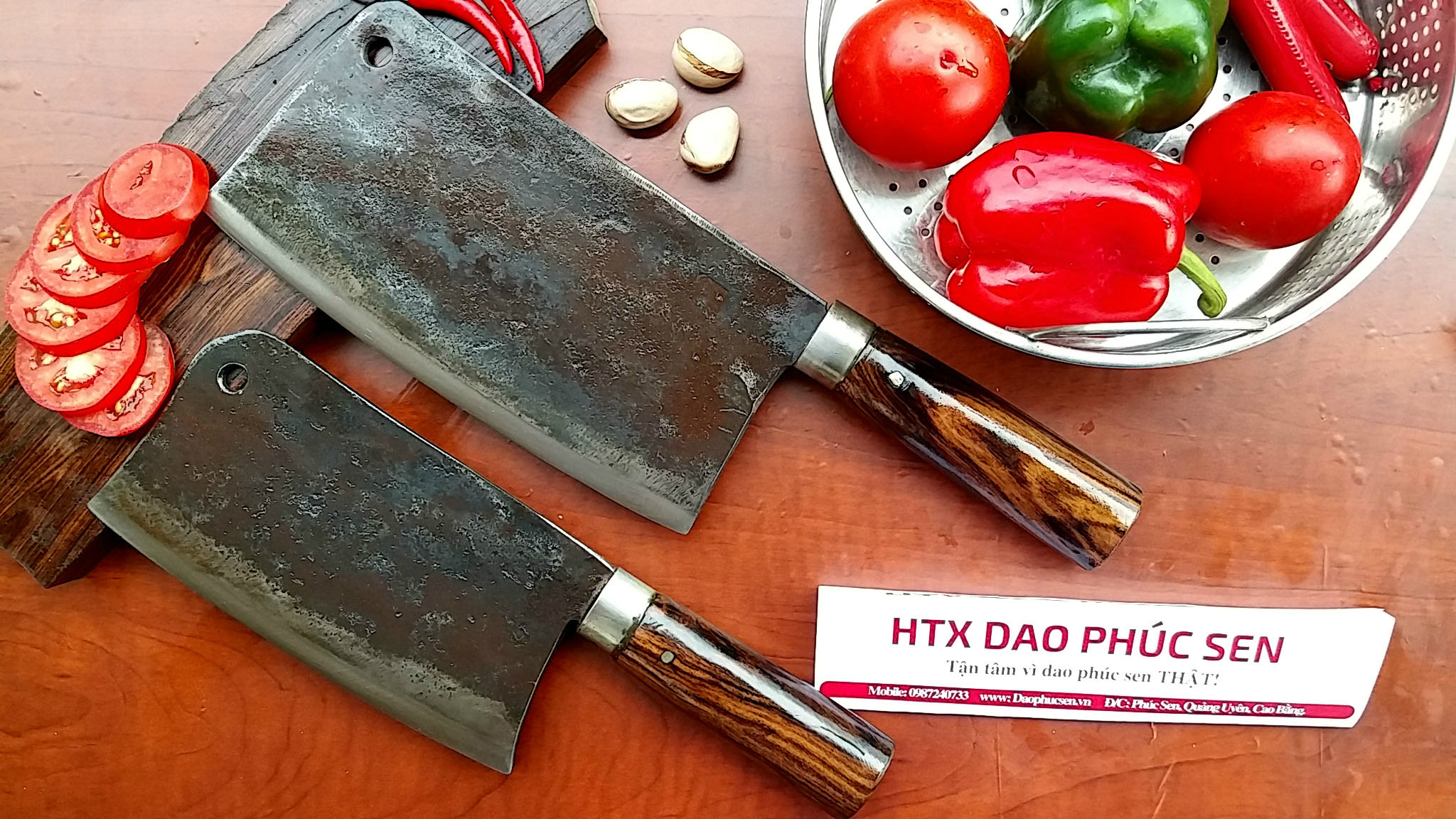 Dao chặt gà sắc bén - Thép nhíp ô tô - Cán cẩm khâu inox - N09 / HTX DAO PHÚC SEN - Ảnh 3