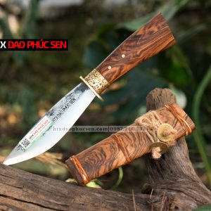 Dao mèo 15 -Thép nhíp ô tô - Cán cẩm khâu đồng lá chắn - M15DX / HTX DAO PHÚC SEN