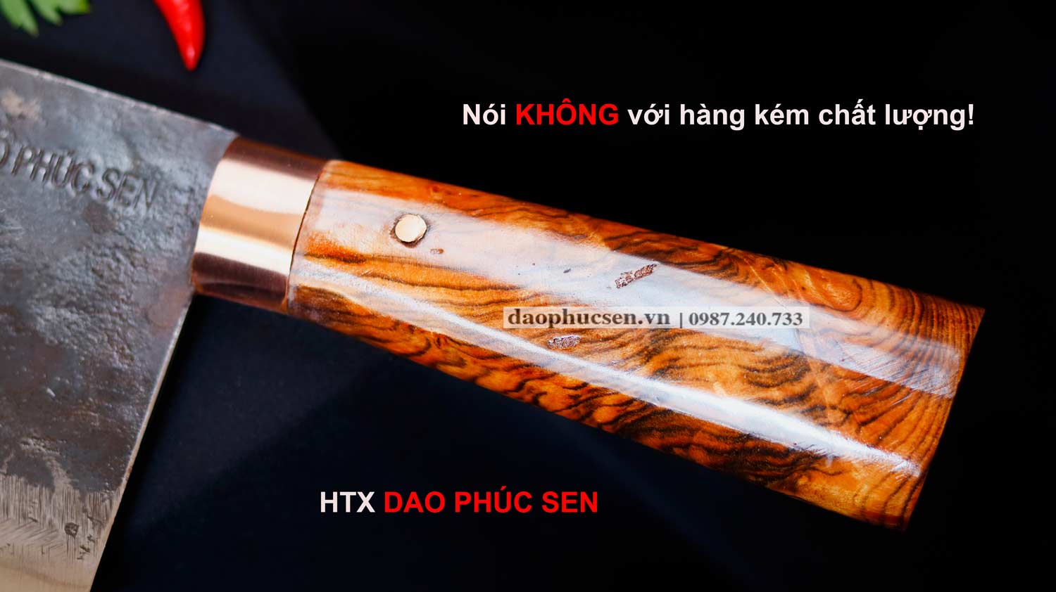 Dao thái phở bản 10 - Thép nhíp ô tô - Cán cẩm khâu đồng - GTPCDD / HTX DAO PHÚC SEN - Ảnh 2