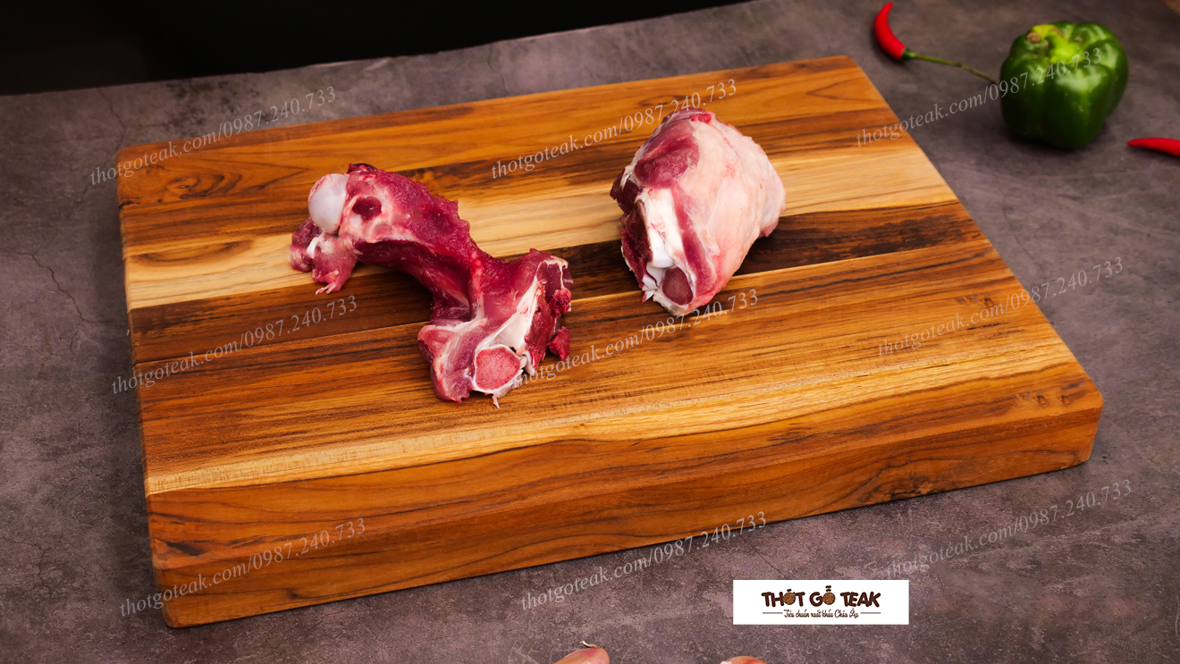 Thớt Gỗ Teak Cao Cấp - Chặt thái, Trang Trí - 40x30x3,8cm - CNT04 | HTX DAO PHÚC SEN