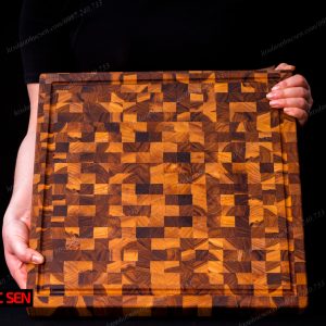 Alternative view of Thớt Gỗ Teak Cao Cấp - Chặt thái, Trang Trí - 35x35x3,8cm - VDC07 | HTX DAO PHÚC SEN